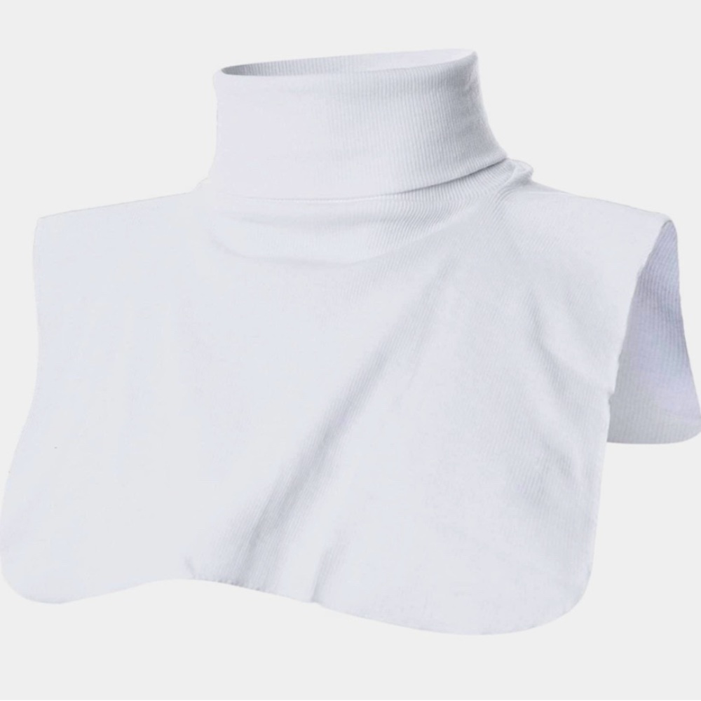White Ribbed Turtleneck Dickey Collar